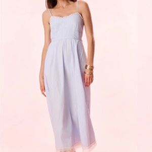 SOLD LoveShackFancy Sandara Blue striped Midi Dress xs